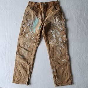 Carhartt Paint Pants Used Work Wear‎ 32L 32W Distressed Reinforced Knees Worn